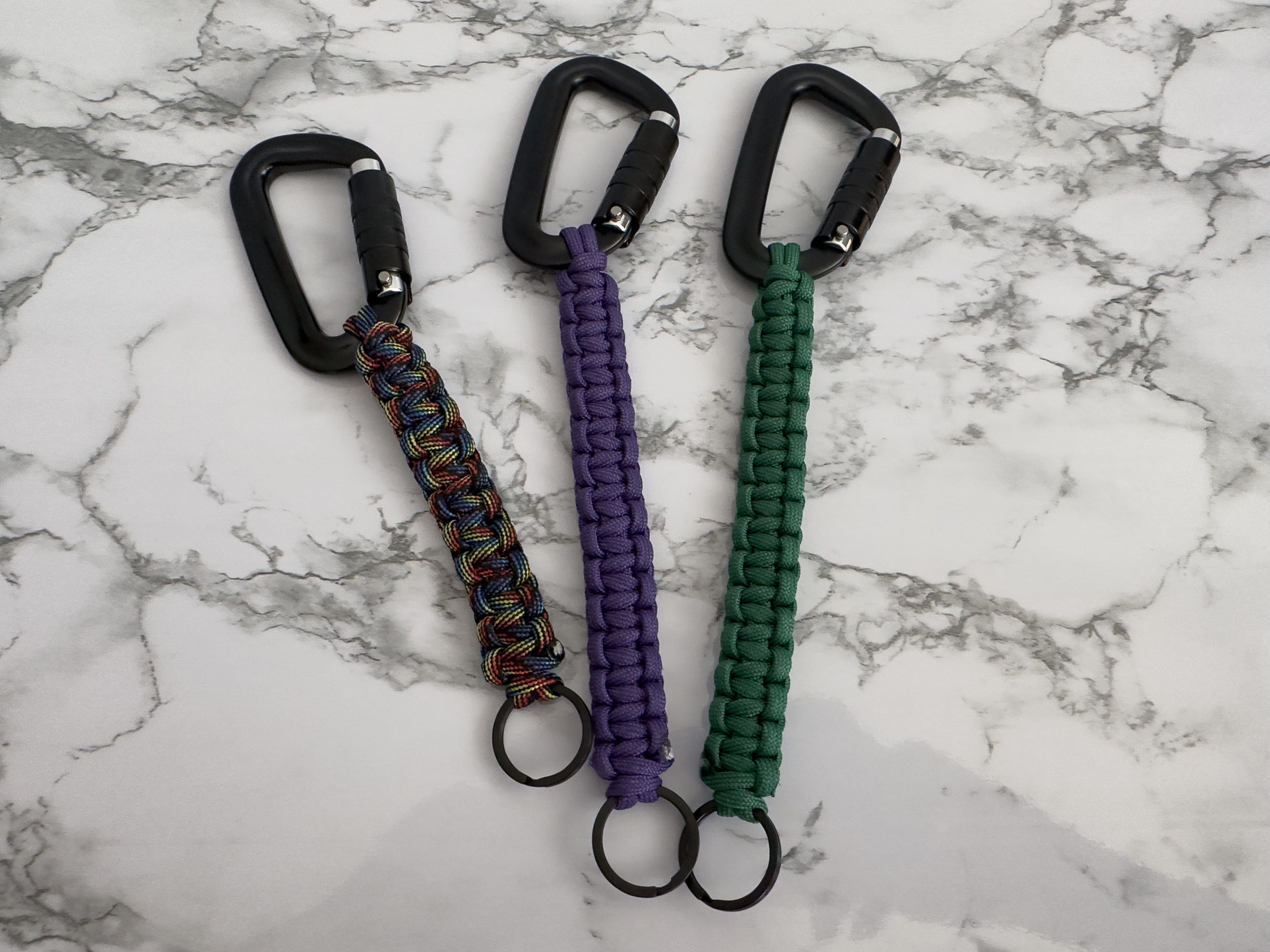 REHTAEL Paracord Keychain with Carabiner- Military Braided Paracord Carabiner Keychain Clip with Strap for Keys/Men/Women