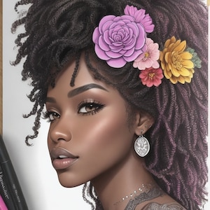 Coloring Book For Adults Of Beautiful Ebony Woman