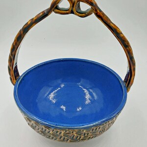 Brown and blue Textured basket