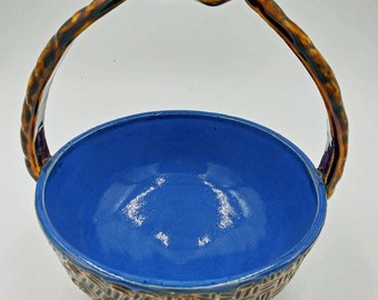 Brown and blue Textured basket
