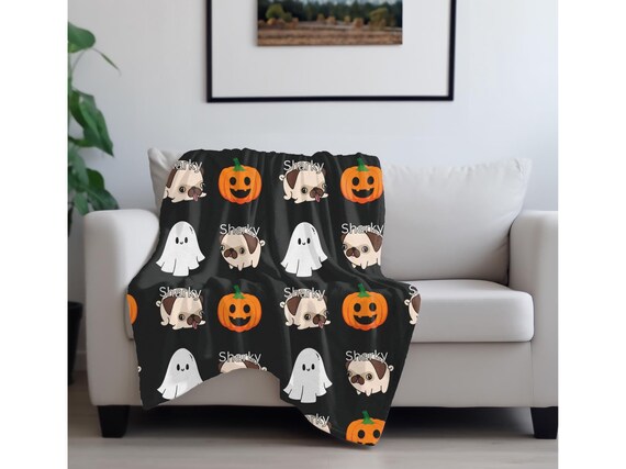 Personalized Pug Halloween Blanket Pet Blanket Pug Throw Blanket Couch Decor Dog Blanket Gift for Halloween Cute Custom Dog Name Pumpkin Etsy