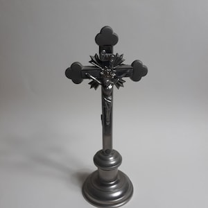 Pewter cross of a nun from a nun&#39;s cell, ca 1900
