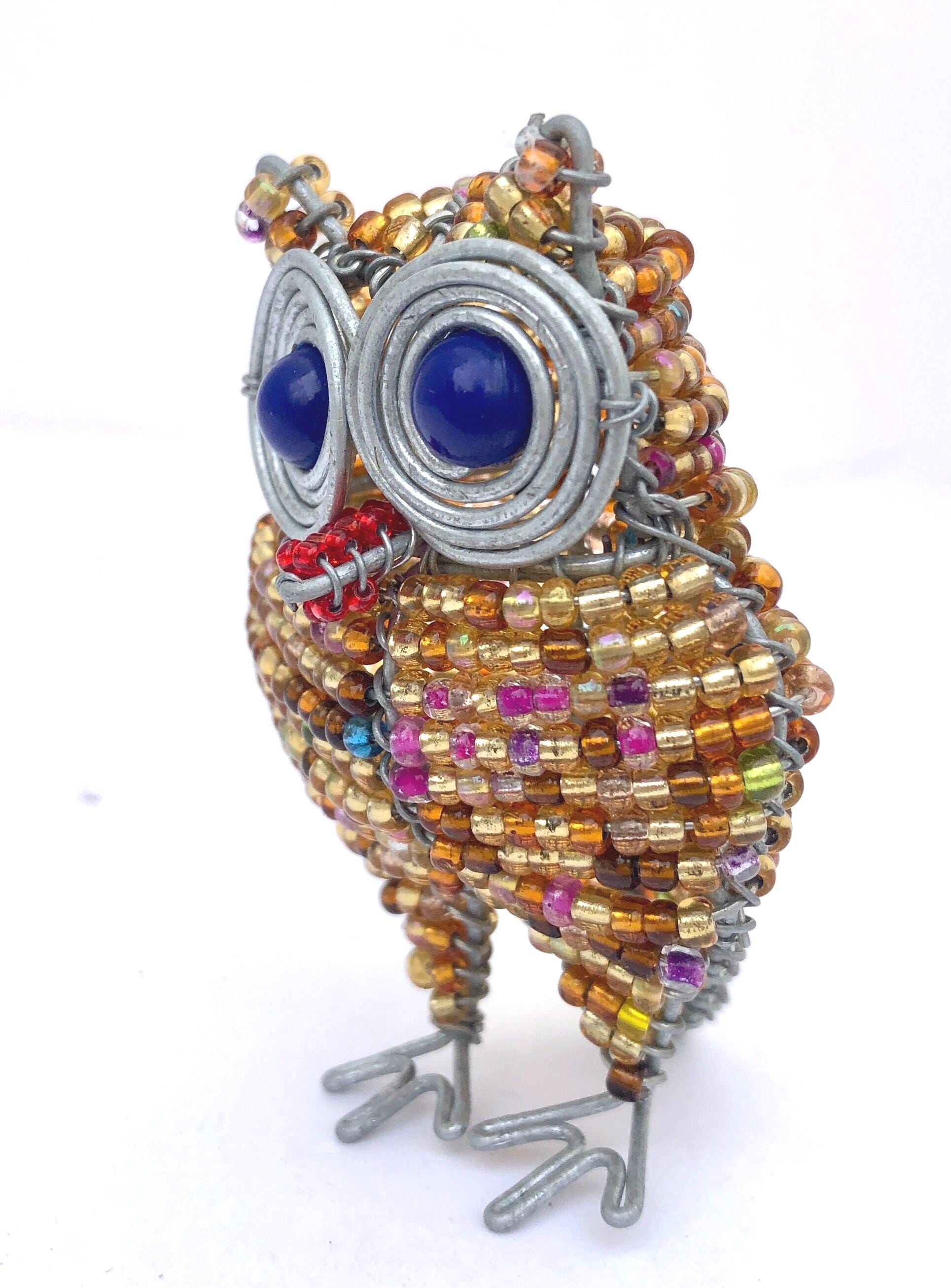 Owl Mini beaded Art - South African fair trade figurine.