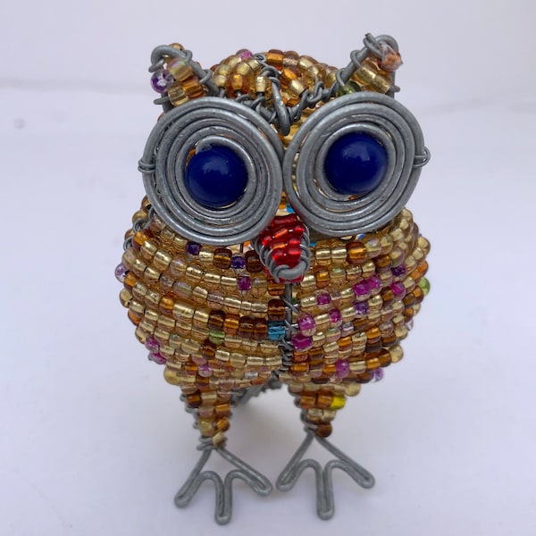 Owl Mini beaded Art - South African fair trade figurine.