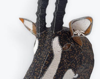Sable Head.  Large!  Masterfully created. Beaded African Head. Fair Trade