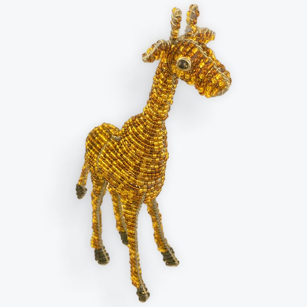 Small Giraffe! African Beaded art. Fair Trade - wire and glass beaded