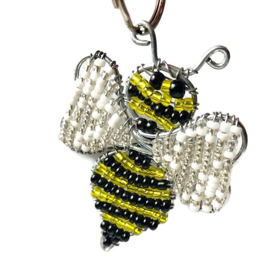 Bumble Bee Beaded Keychain - Etsy