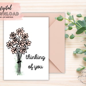 Cartão de download instantâneo de flores minimalistas/cartão para todas as ocasiões/cartão para impressão PDF