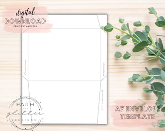 A7 Envelope Template/Instant Download/Printable/For 5x7 Greeting Cards