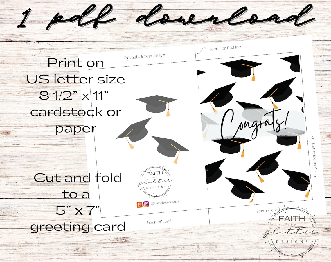 Graduation Congrats Card: Printable PDF Greeting (instant Download) - Etsy