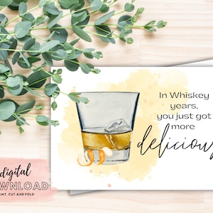 Birthday Whiskey Instant Download Card/Masculine Birthday Card/Printable Card PDF