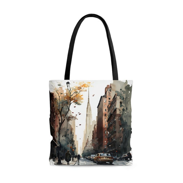 New York Watercolor Allure All-Over-Print Tote Bag