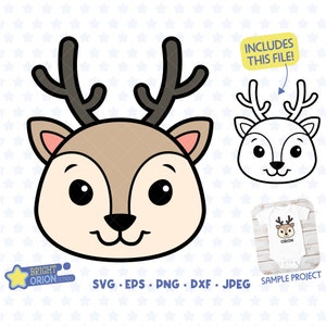 Baby Deer Face Svg, Cute Deer Head Svg, Reindeer Svg, Wild One Svg, Woodland Animal Svg, Fawn, Deer Sticker, Deer Clipart, Deer Png, Nursery