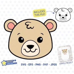 Cute Baby Bear Face Svg, Teddy Bear Head Vector, Zoo Animals Svg, Woodland Animal, Baby Bear Clipart, Teddy Bear Png, Baby Animal, Cricut
