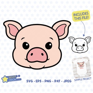Cute Baby Pig Face Svg, Pig Head Clipart, Pig Baby Shower, Farm Life Svg, Pig Wall Decor, Farm Baby Shower, Nursery Decor, Baby Cricut Svg