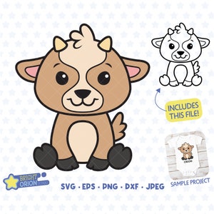 Cute Goat Svg, Goat Clipart, Ranch Svg, Barn Svg, Goat Png, Farm Animal Svg, Baby Animal Svg, Newborn Svg, Cute Animal Clipart, Nursery Eps