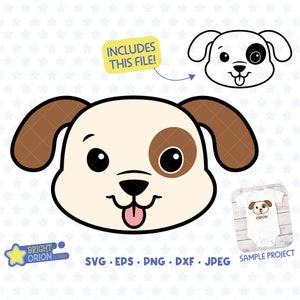 Cute Puppy Face Svg, Cute Dog Head Clipart, Farm Animal Svg, Layered Dog Svg, Dog Dad Svg, Nursery Decor, Puppy Clipart, Imprimible, Cricut