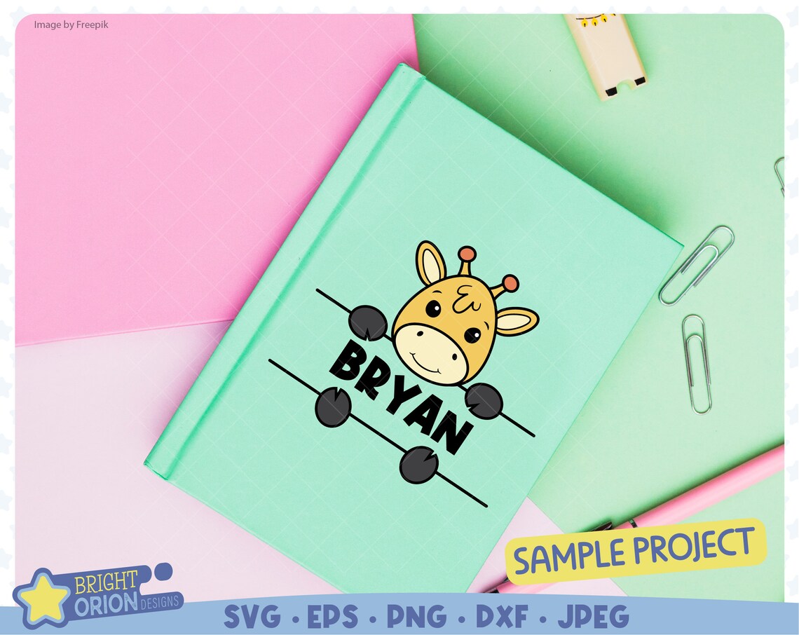 Cute Baby Giraffe Split Monogram Svg Name Frame Safari - Etsy