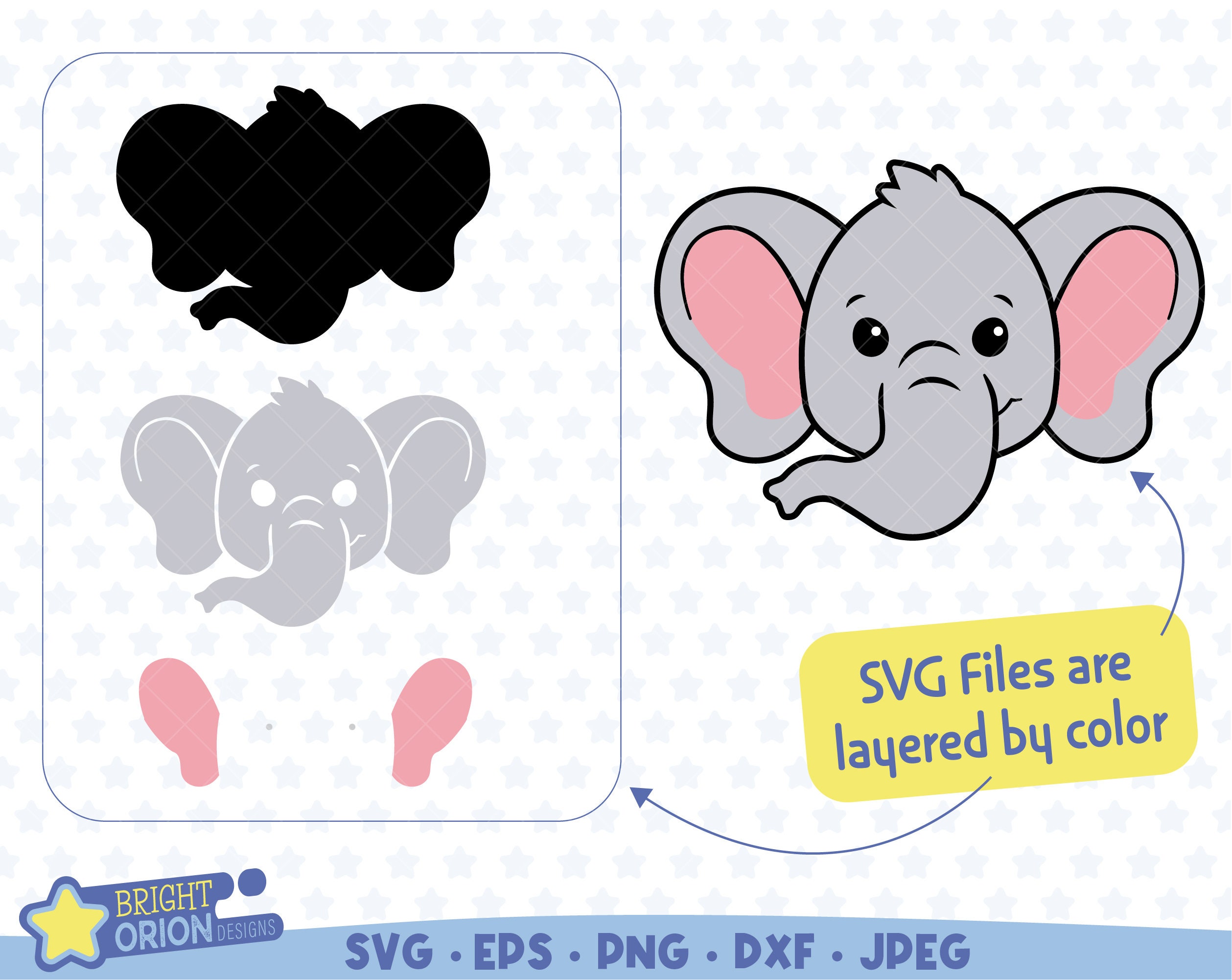 Cute Baby Elephant Face Svg, Baby Elephant Head Png, Safari Animal Svg