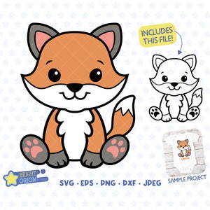 Cute Baby Fox Svg, Woodland Animal Svg, Forest Animal Svg, Fox Png, Baby Animal Svg, Cute Animals Svg, Nursery Decor Svg, Baby Cricut Svg