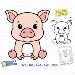Cute Baby Pig Svg, Pig Clipart, Pig Baby Shower, Farm Life Svg, Pig Png, Pig Wall Decor, Farm Baby Shower, Nursery Decor, Baby Cricut Svg
