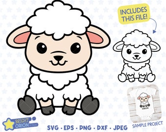 Cute Baby Sheep Svg, Lamb Svg, Sheep Clipart, Sheep Baby Shower, Farm Life Svg, Lamb Baby Shower, Farm Animals Svg, Nursery Decor, Cricut