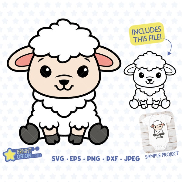 Cute Baby Sheep Svg, Lamb Svg, Sheep Clipart, Sheep Baby Shower, Farm Life Svg, Lamb Baby Shower, Farm Animals Svg, Nursery Decor, Cricut