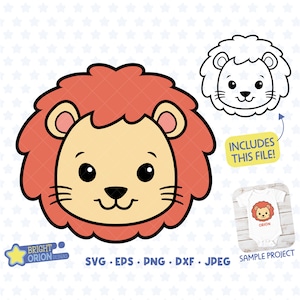 Cute Baby Lion Face Svg, Lion Cub Head Svg, Cute Safari Svg, Wild One, Jungle Animal, Zoo Animal, Lion Baby Shower, Lion Nursery, Cricut Svg