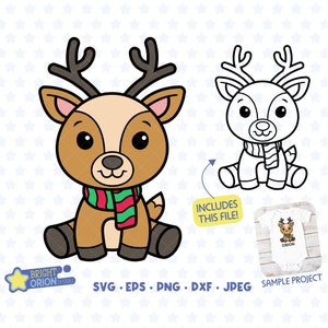 Rudolph the Reindeer Svg, Cute Reindeer Eps, Christmas Deer Jpeg, Holiday Png, Santa Sleigh Svg, Xmas Shirt, Instant Download, Dxf, Cricut