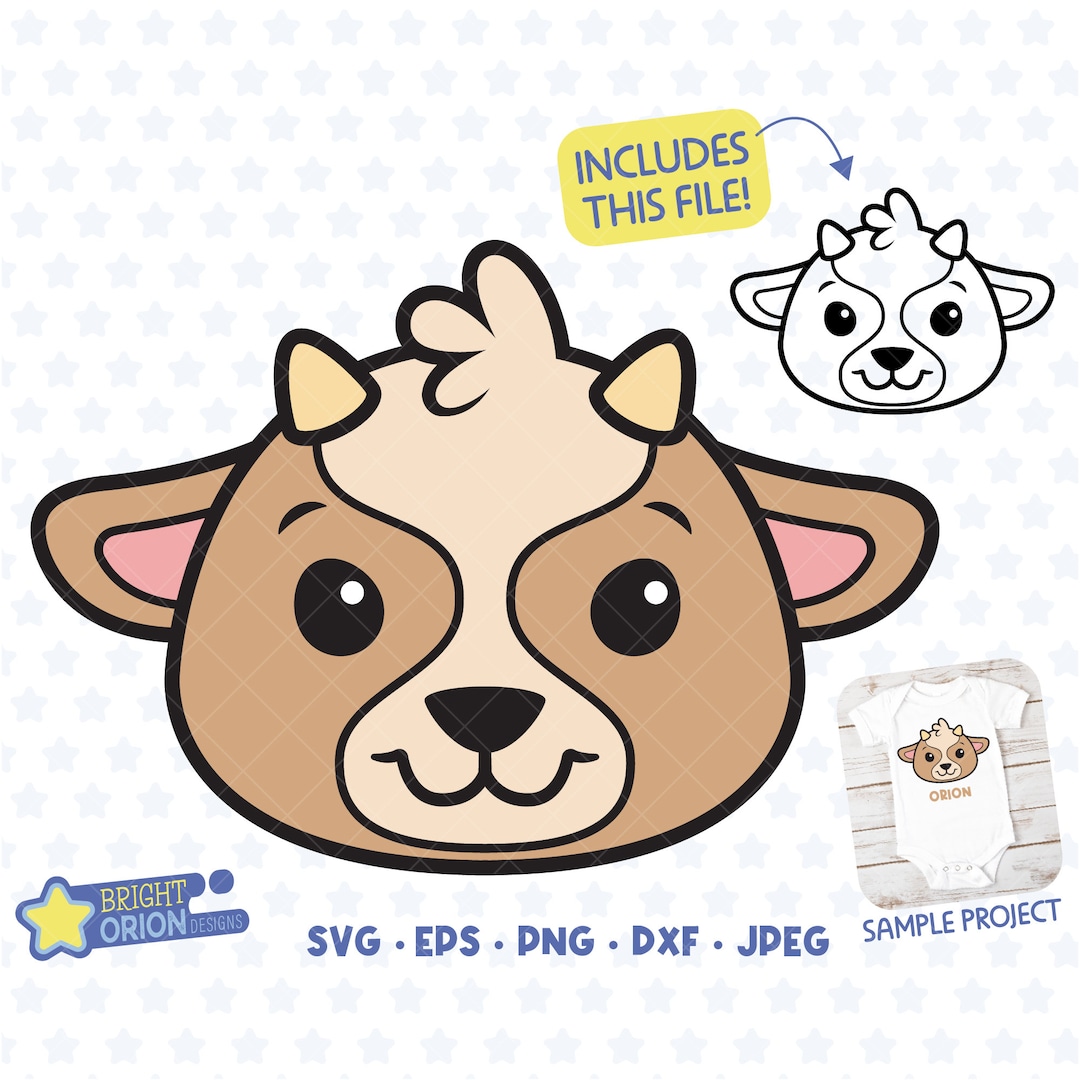 Cute Goat Face Svg, Goat Head Clipart, Ranch Svg, Barn Svg, Goat Png ...