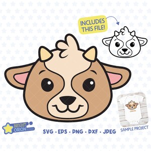 かわいいヤギの顔 SVG、ヤギの頭のクリップアート、牧場 SVG、納屋 SVG、ヤギ PNG、農場の動物 SVG、赤ちゃん動物 SVG、かわいい動物のクリップアート、保育園 EPS