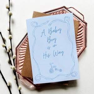 Card for New Baby Boy Baby Shower | Expecting | Congratulations New Parent or Grandparent | A7 (5x7 inch) Blank Greeting Card