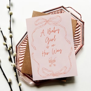 Bienvenue petite fille ! Carte vierge A7 pour baby shower, nouveaux parents et grands-parents | Félicitations pour votre nouvelle arrivée !