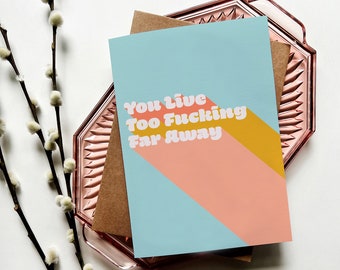 Funny Missing You Card: Long Distance Friendship, Rude Humor (A7, 5x7 inch)