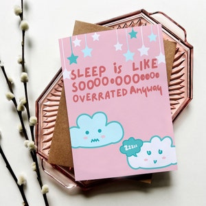 New Baby! | New Parent Humor | Sleep is Overrated | Congratulations On Your Growing Family | A7 (5x7 inch) Greeting Card with Message Inside