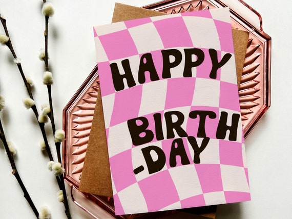 Pink Checker BDay Card Pink Checker BDay Card