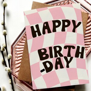 Mellon Checkered Birthday Card | Retro 60&#39;s | Vintage Vibes | A7 (5x7 inch)