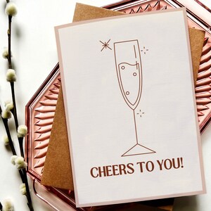 de mariage pour célébrations, mariages et fiançailles | Design minimaliste | Bravo à vous ! | Dessin au trait vintage MCM | Carte de voeux vierge A7 (5 x 7 pouces)