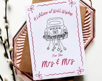 Mrs & Mrs Wedding Card, Lesbian Brides, A7 Blank