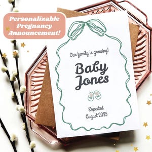 faire-part de grossesse personnalisable | Surprenez un nouveau grand-parent et partagez la nouvelle de l'arrivée de bébé avec vos amis et votre famille |  Blanc A7 (5 x 7)