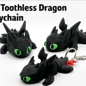 Toothless Keychain - How to Train Your Dragon Merchandise black and white handmade