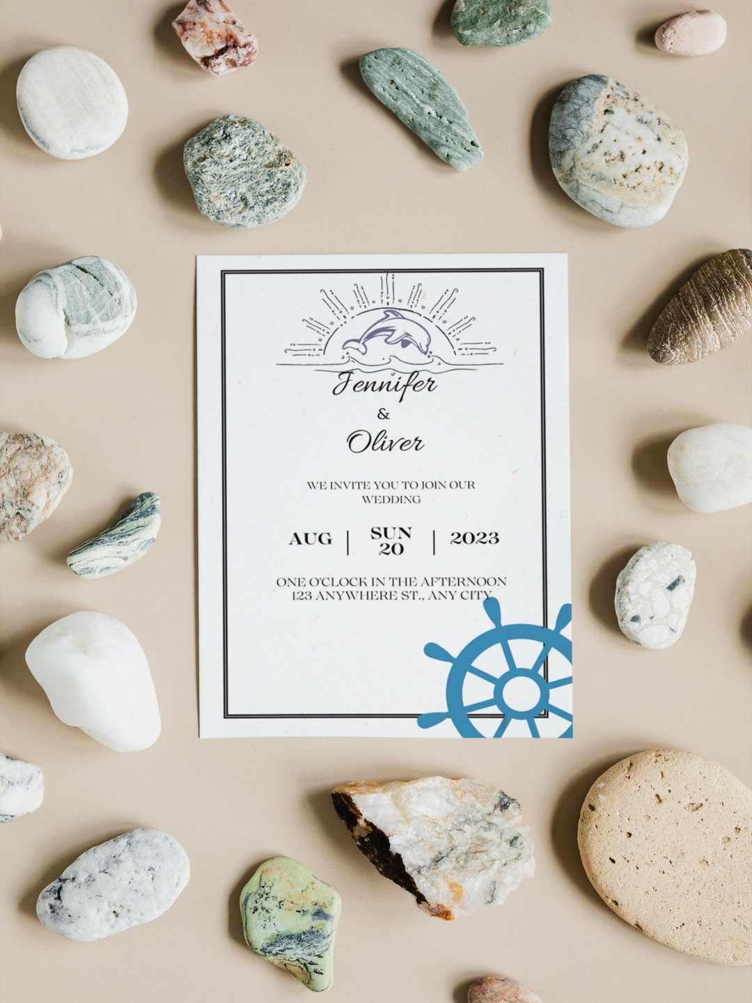 Ocean Seaside Summer Wedding | Canva Template Wedding Invitation ...