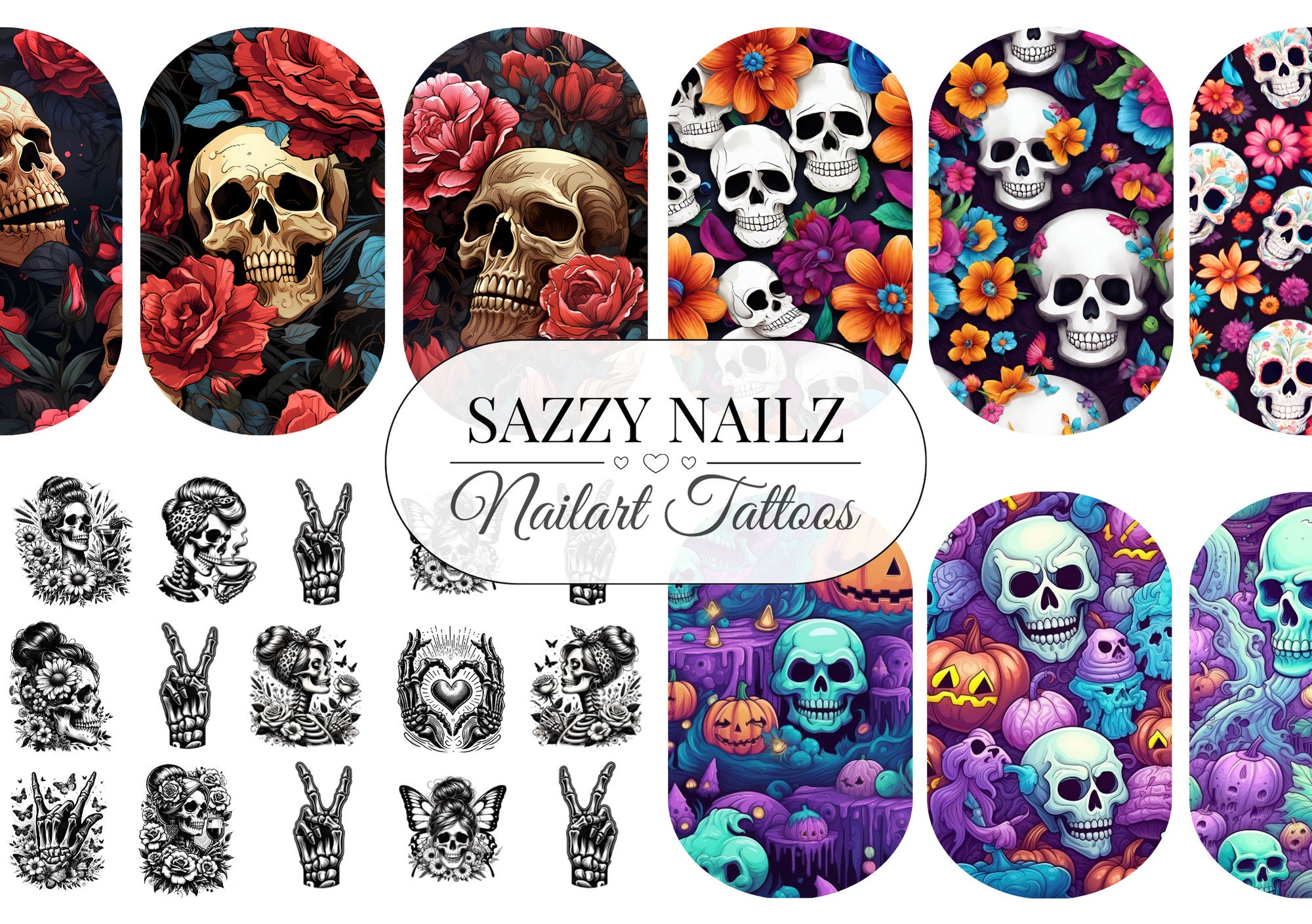 Nagel-Tattoos Mit Totenkopf-Motiv – Selbstklebende Sticker Für Gruselig-coole Nailart | Einfach Per Wassertransfer
