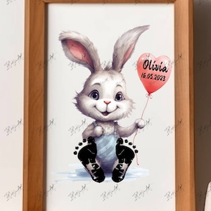 Cute baby bunny - Baby footprint Baby Gift, Footprint Set, Wall Decor Baby, Bunny Baby Gift