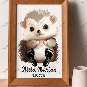 Cute baby hedgehog - Personalized Baby Gift, Footprint Set, Wall Decor Baby, Hedgehog  Baby Gift