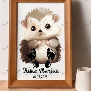 Cute baby hedgehog - Baby footprint Baby Gift, Footprint Set, Wall Decor Baby, Hedgehog Baby Gift