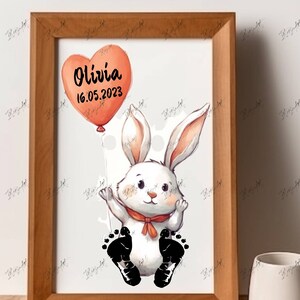 Cute baby bunny - Personalized Baby Gift, Footprint Set, Wall Decor Baby, Bunny Baby Gift