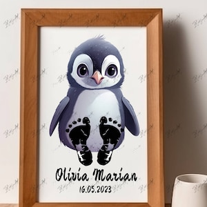 かわいい赤ちゃんペンギン - DIY 赤ちゃんの足跡ギフト、足跡セット、壁飾り赤ちゃん、ペンギンの赤ちゃんギフト