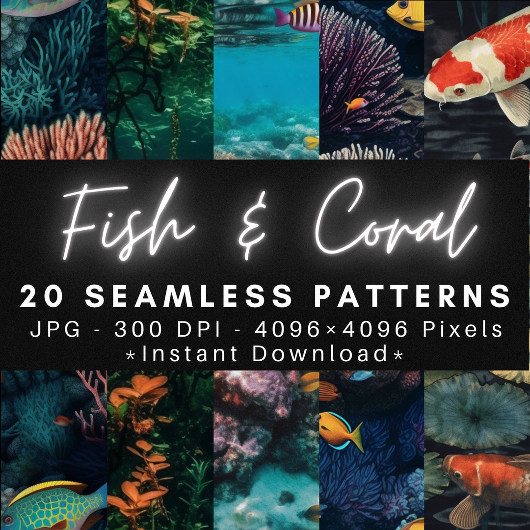 Fish & Coral - 20 Seamless Patterns Textures Digital Paper - Etsy