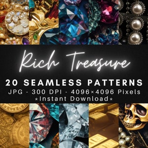 Rich Treasure - Papel Digital com 20 Texturas de Padrões Sem Costura